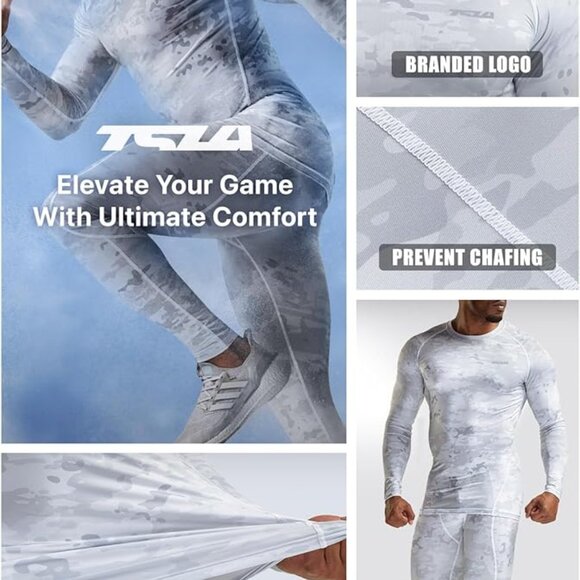 TSLA Men's White Camo Compression Shirt Large NWT - Picture 5 of 5